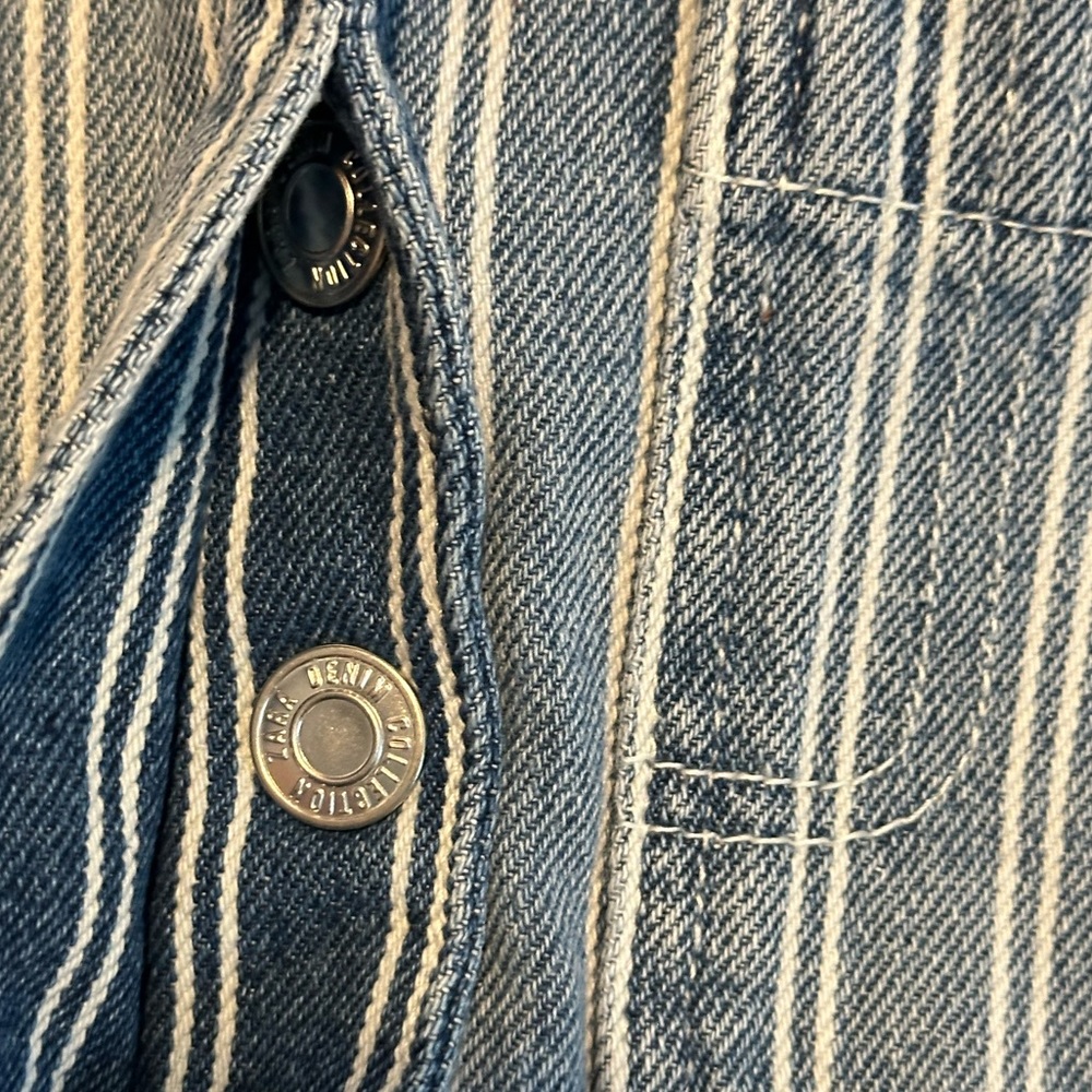 NWT Zara Stripe Denim Crop Jacket - Kids Size 6-7 - Picture 4 of 12